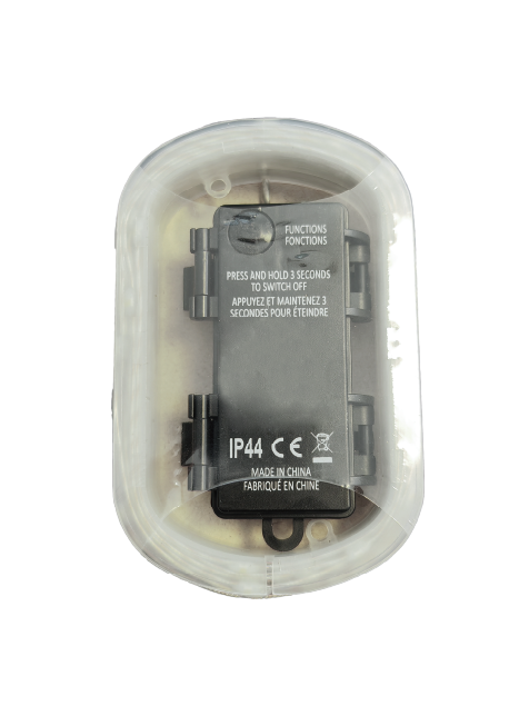 Batterie-powered controller with IP44 press-and-hold switch