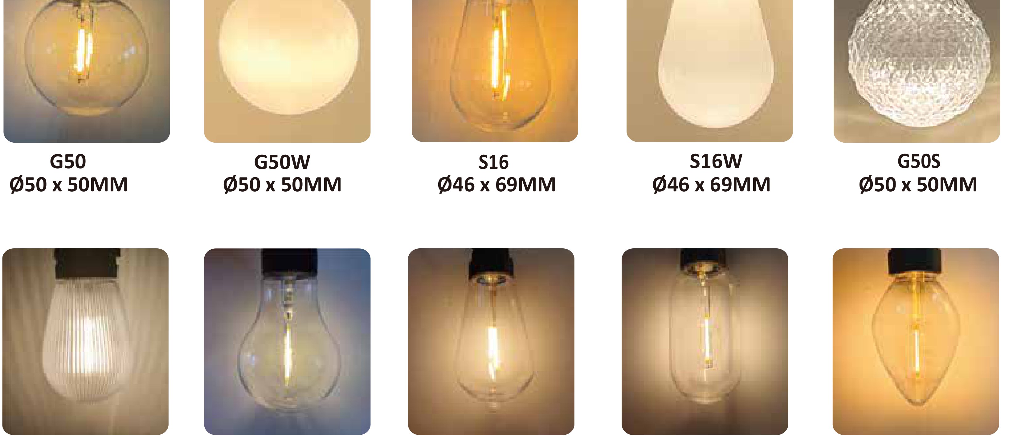 Replaceable Bulb Lights — 10 bulb body types across G, T, S and A families