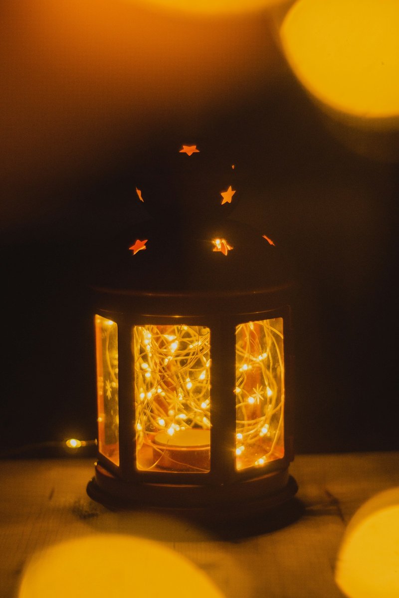 Decorative lantern light glowing warmly